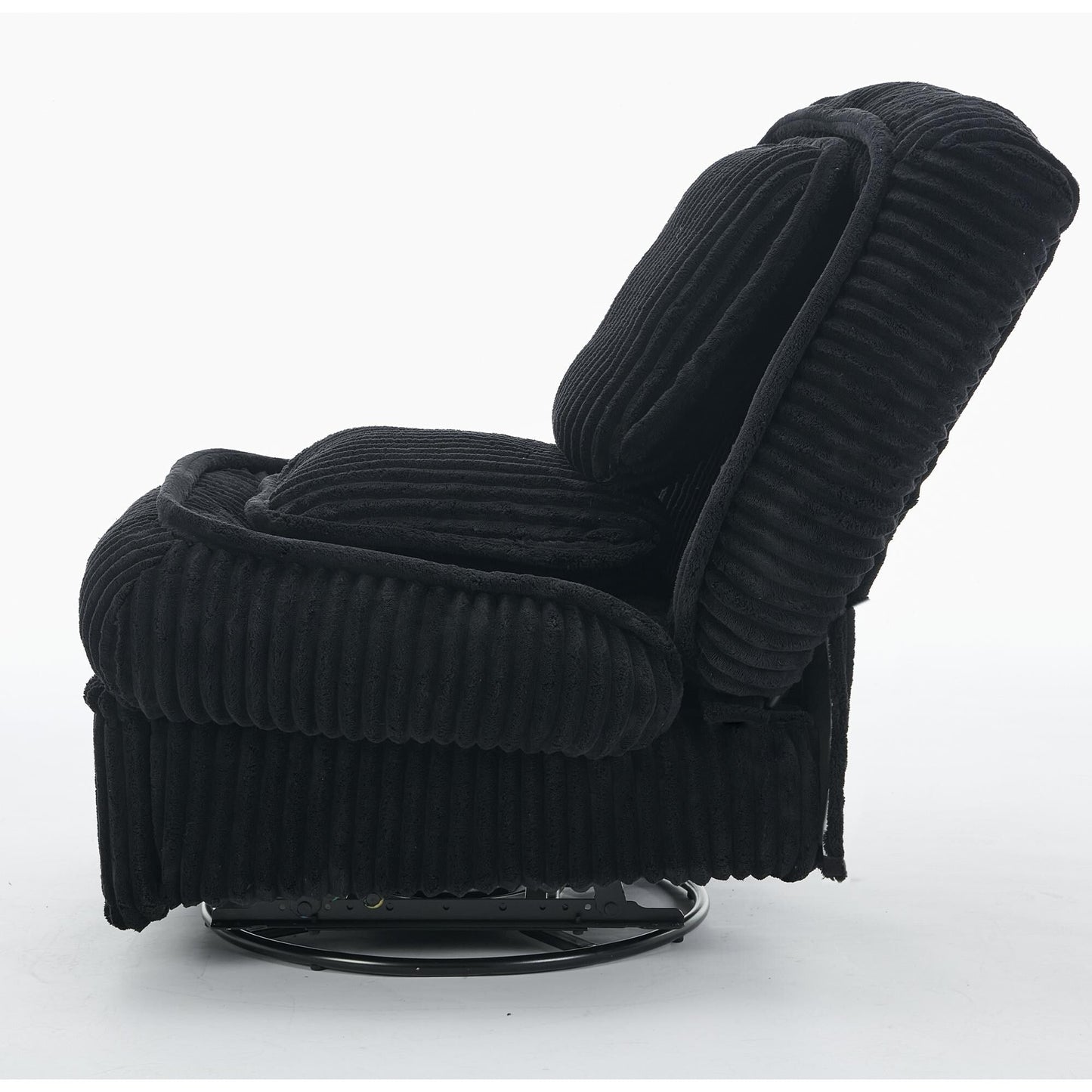Fauteuil inclinable pivotant à 360° en velours côtelé avec coussins