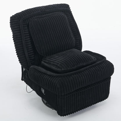 Fauteuil inclinable pivotant à 360° en velours côtelé avec coussins