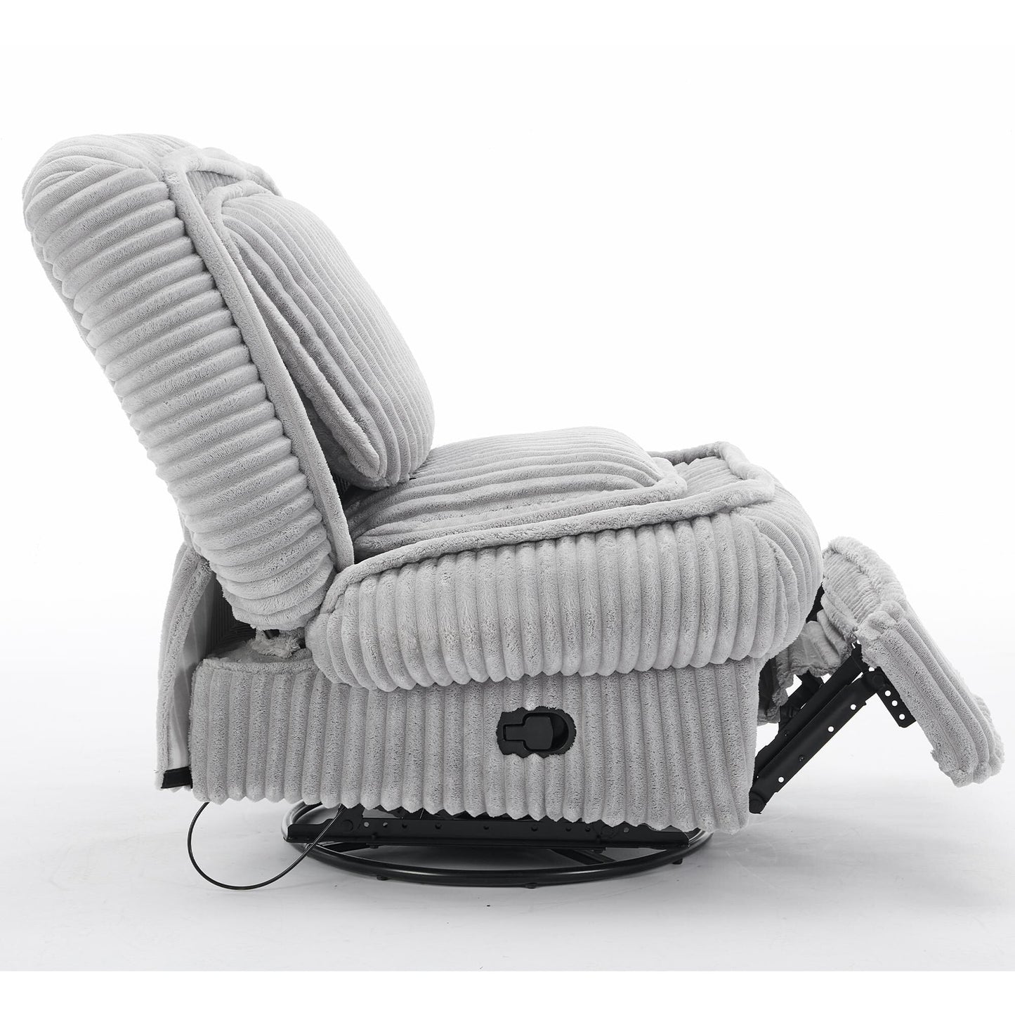 Fauteuil inclinable pivotant à 360° en velours côtelé avec coussins