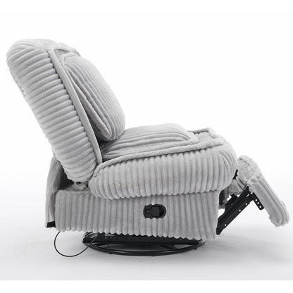 Fauteuil inclinable pivotant à 360° en velours côtelé avec coussins