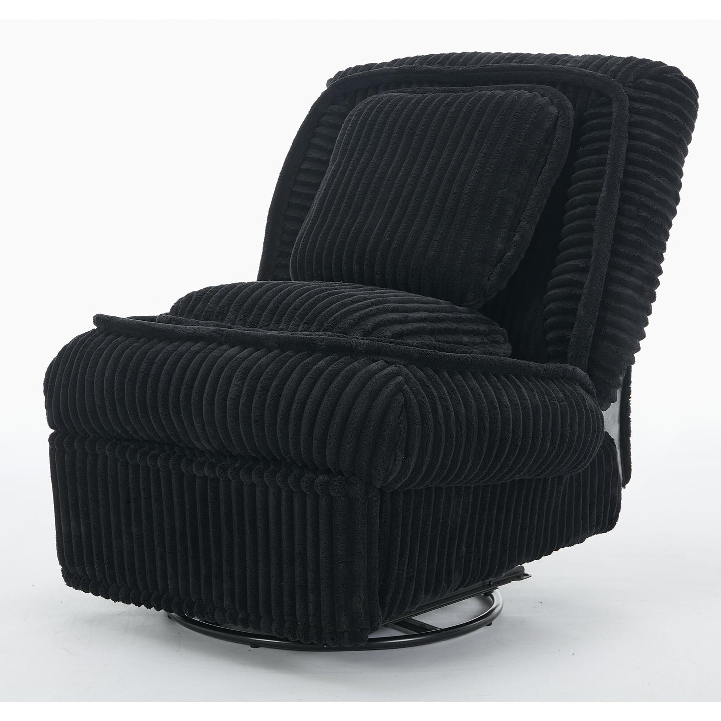 Fauteuil inclinable pivotant à 360° en velours côtelé avec coussins