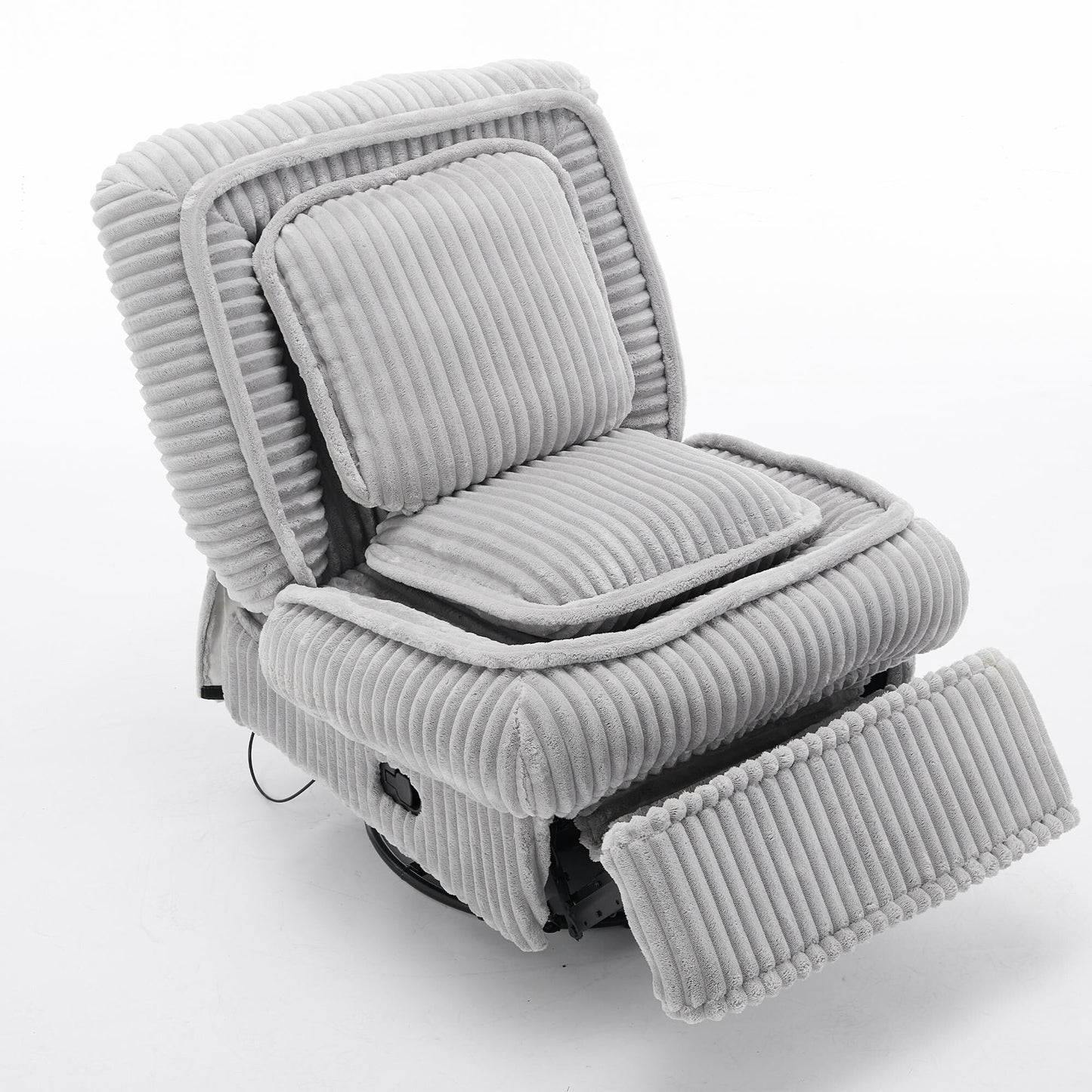 Fauteuil inclinable pivotant à 360° en velours côtelé avec coussins
