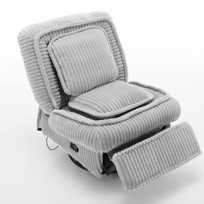 Fauteuil inclinable pivotant à 360° en velours côtelé avec coussins