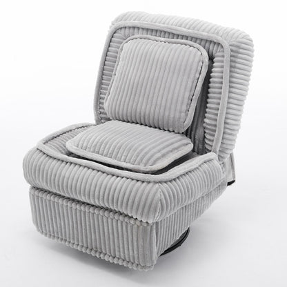 Fauteuil inclinable pivotant à 360° en velours côtelé avec coussins