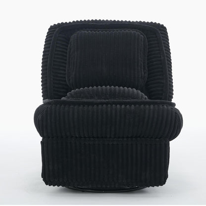 Fauteuil inclinable pivotant à 360° en velours côtelé avec coussins