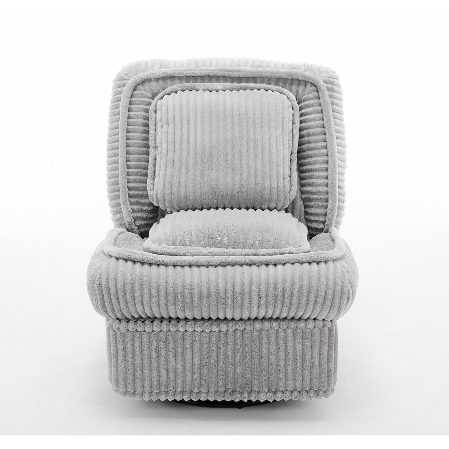 Fauteuil inclinable pivotant à 360° en velours côtelé avec coussins