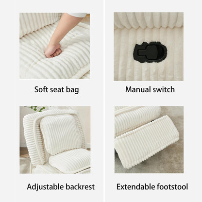 Fauteuil inclinable pivotant à 360° en velours côtelé avec coussins