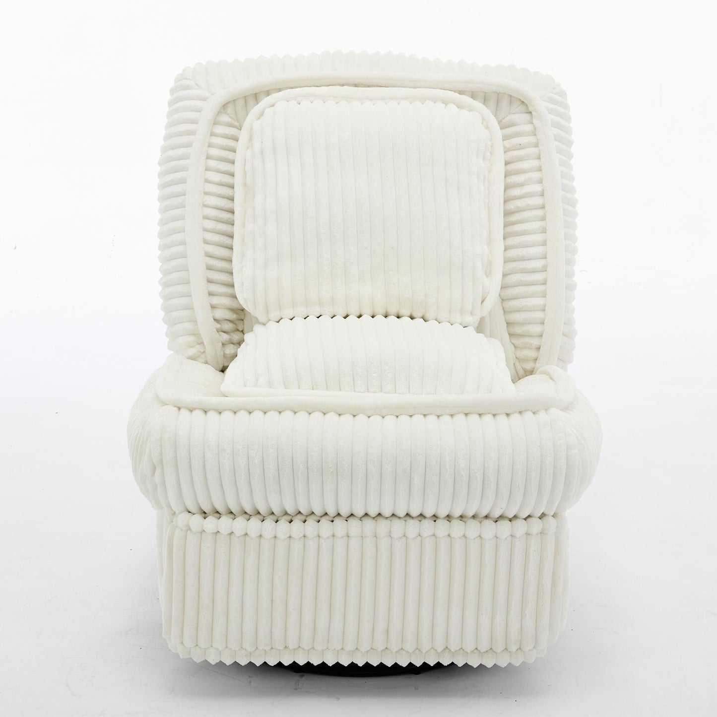 Fauteuil inclinable pivotant à 360° en velours côtelé avec coussins