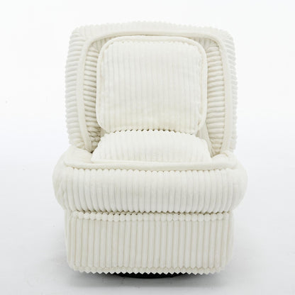 Fauteuil inclinable pivotant à 360° en velours côtelé avec coussins