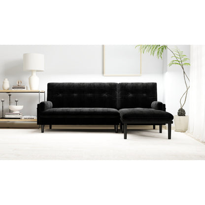 Canapé 3 places réglable en velours côtelé et lit d'appoint