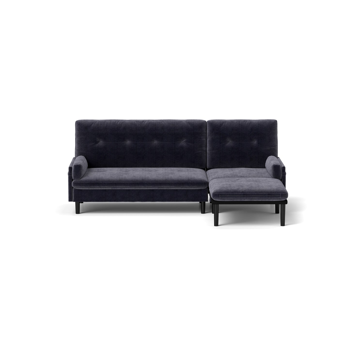 Canapé 3 places réglable en velours côtelé et lit d'appoint