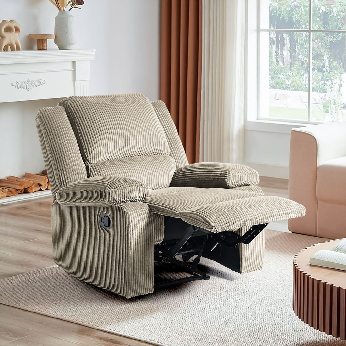 Fauteuil inclinable réglable en velours côtelé pour salon