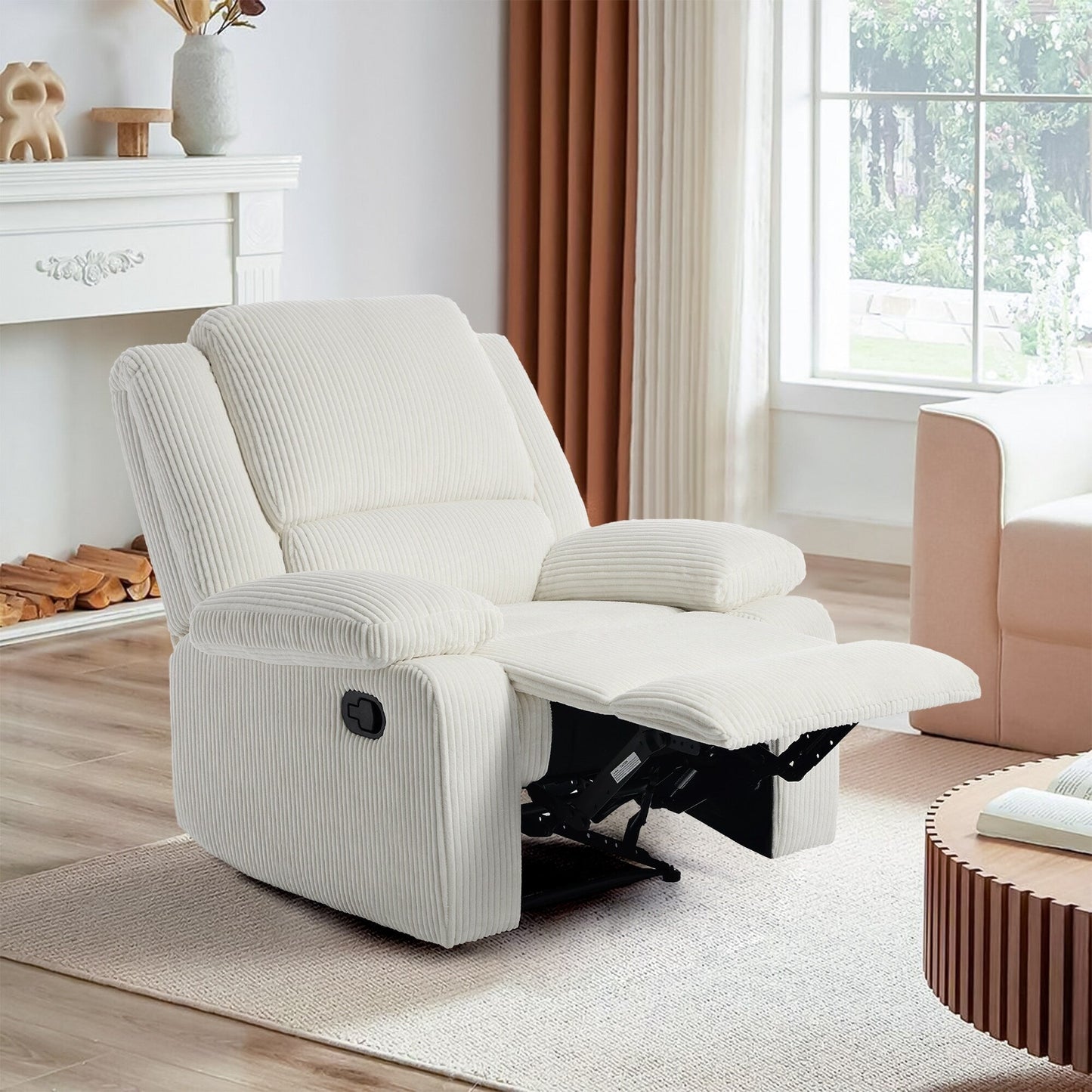 Fauteuil inclinable réglable en velours côtelé pour salon