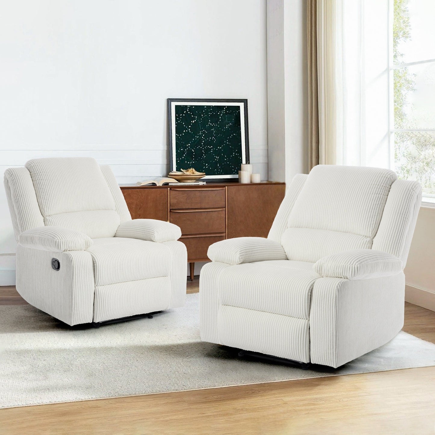 Fauteuil inclinable réglable en velours côtelé pour salon