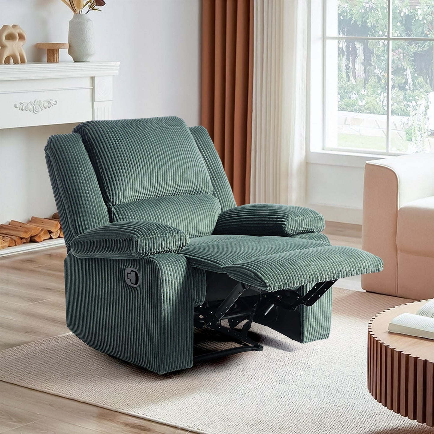 Fauteuil inclinable réglable en velours côtelé pour salon