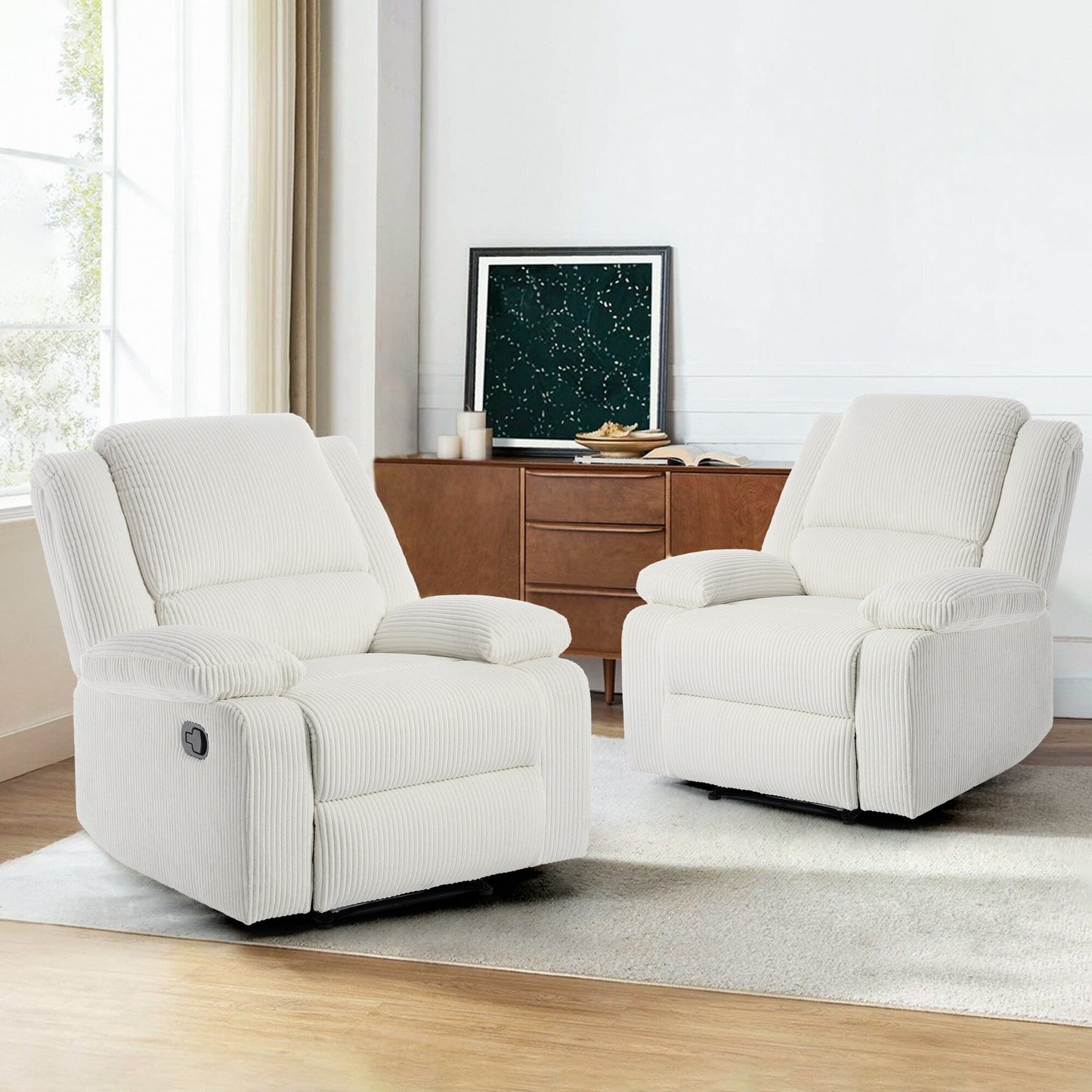 Fauteuil inclinable réglable en velours côtelé pour salon