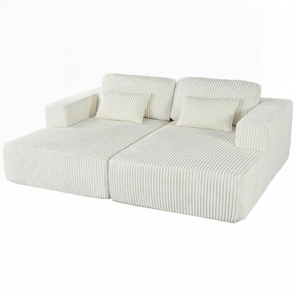 Canapé-lit double en velours côtelé avec 2 oreillers