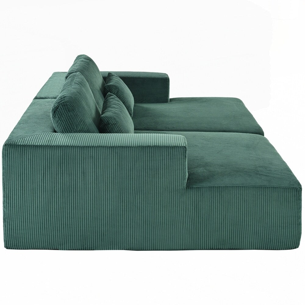 Canapé-lit double en velours côtelé avec 2 oreillers