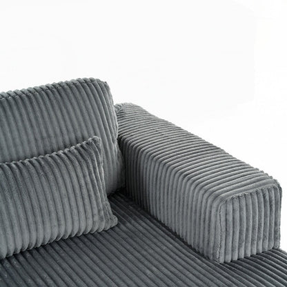 Canapé-lit double en velours côtelé avec 2 oreillers