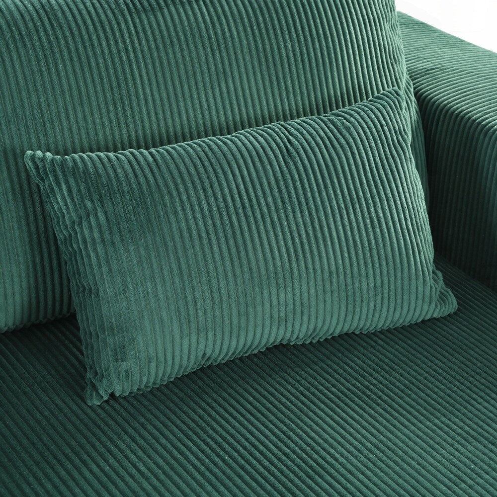 Canapé-lit double en velours côtelé avec 2 oreillers