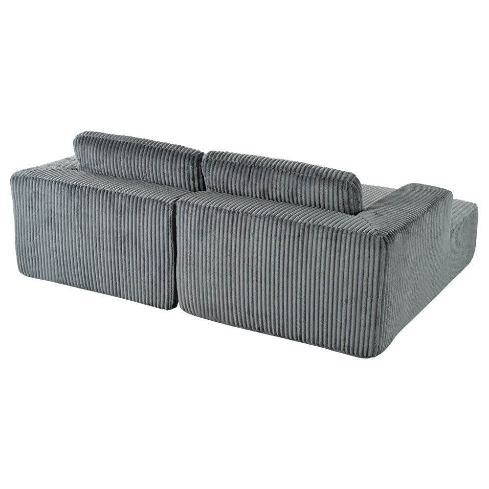 Canapé-lit double en velours côtelé avec 2 oreillers