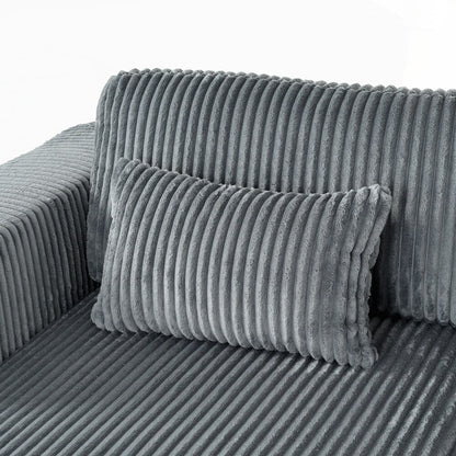 Canapé-lit double en velours côtelé avec 2 oreillers