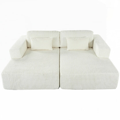 Canapé-lit double en velours côtelé avec 2 oreillers