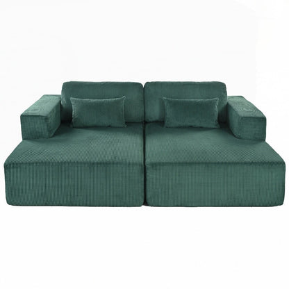 Canapé-lit double en velours côtelé avec 2 oreillers