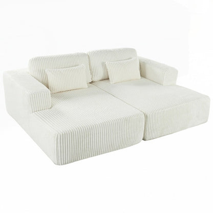 Canapé-lit double en velours côtelé avec 2 oreillers