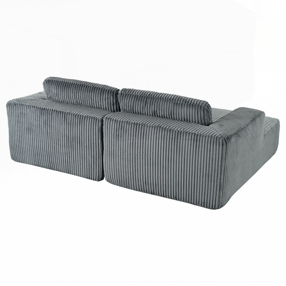 Canapé-lit double en velours côtelé avec 2 oreillers