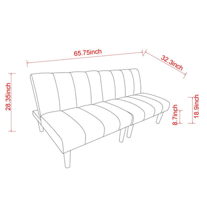 Canapé-lit convertible en tissu velours côtelé avec pieds en bois