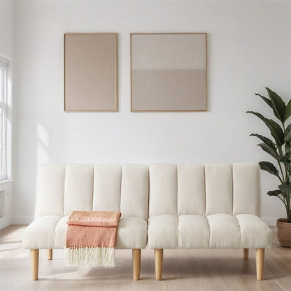 Canapé-lit convertible en tissu velours côtelé avec pieds en bois