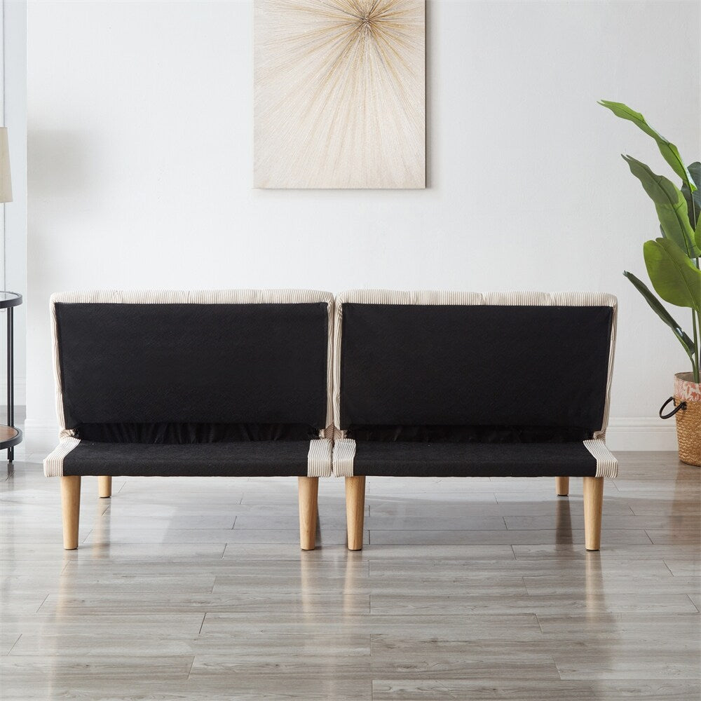 Canapé-lit convertible en tissu velours côtelé avec pieds en bois