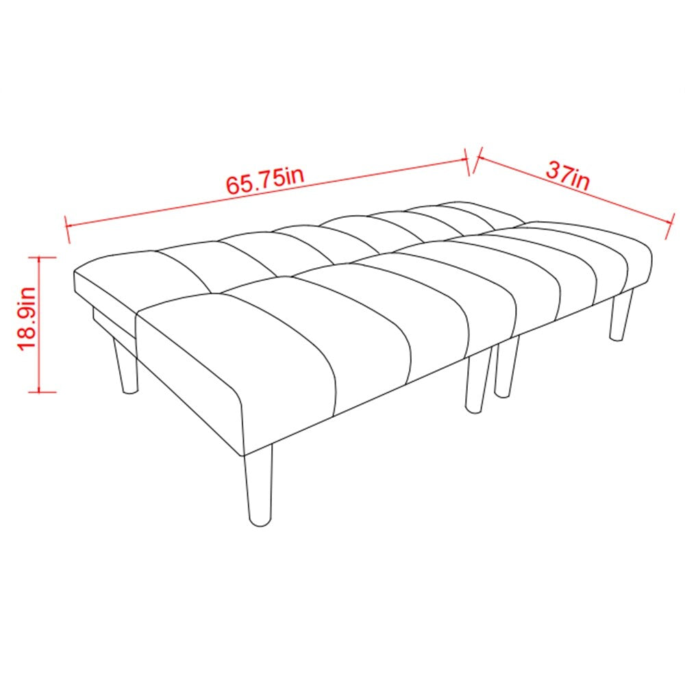 Canapé-lit convertible en tissu velours côtelé avec pieds en bois