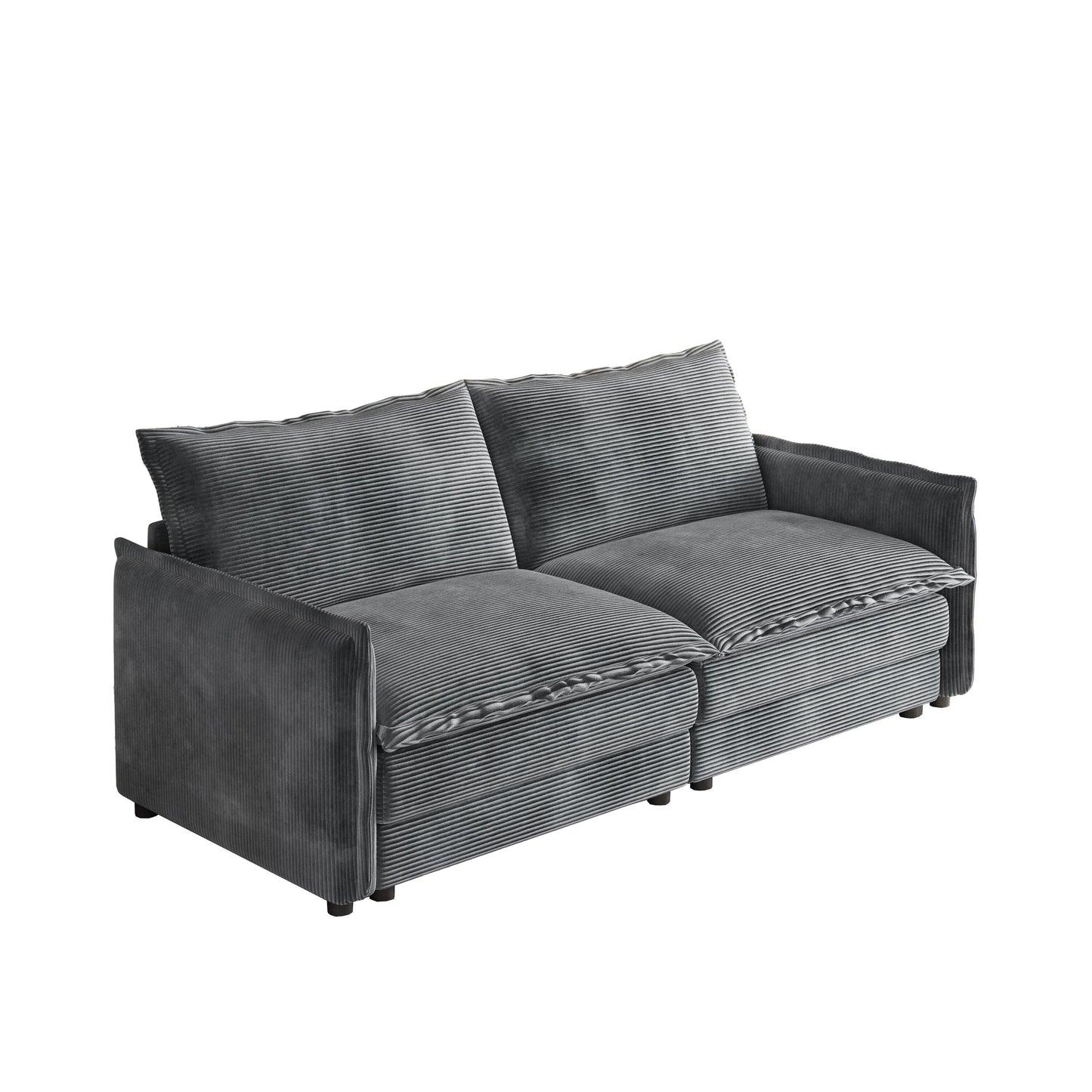 Canapé causeuse en velours côtelé pour salon, canapé 2 places rembourré de grande taille avec assise profonde et 2 oreillers