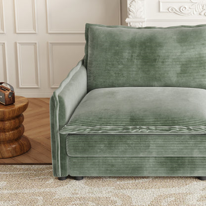 Canapé causeuse en velours côtelé pour salon, canapé 2 places rembourré de grande taille avec assise profonde et 2 oreillers