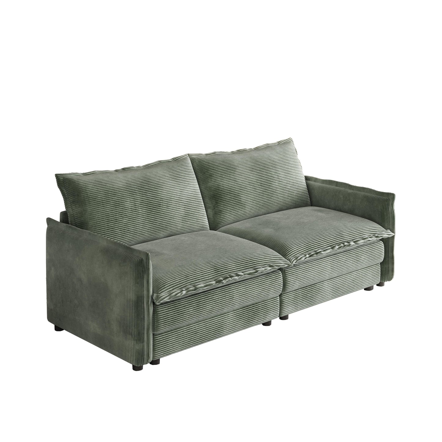 Canapé causeuse en velours côtelé pour salon, canapé 2 places rembourré de grande taille avec assise profonde et 2 oreillers