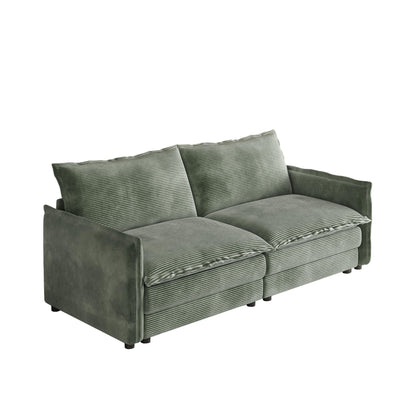 Canapé causeuse en velours côtelé pour salon, canapé 2 places rembourré de grande taille avec assise profonde et 2 oreillers