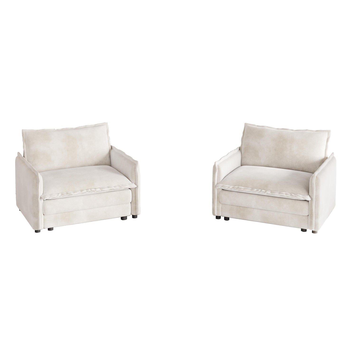 Canapé causeuse en velours côtelé pour salon, canapé 2 places rembourré de grande taille avec assise profonde et 2 oreillers