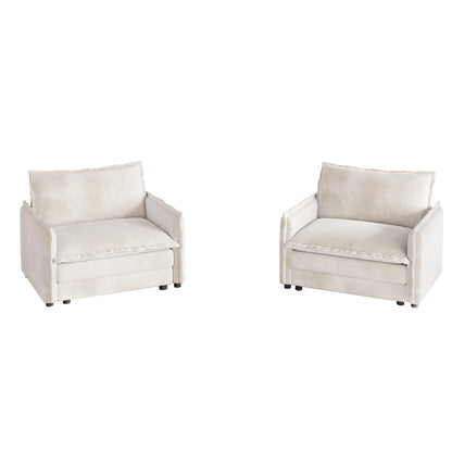 Canapé causeuse en velours côtelé pour salon, canapé 2 places rembourré de grande taille avec assise profonde et 2 oreillers