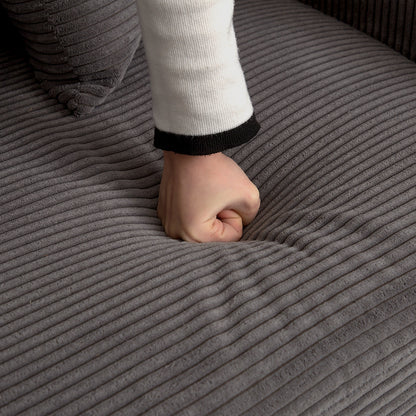 Canapé causeuse en velours côtelé pour salon, canapé 2 places rembourré de grande taille avec assise profonde et 2 oreillers