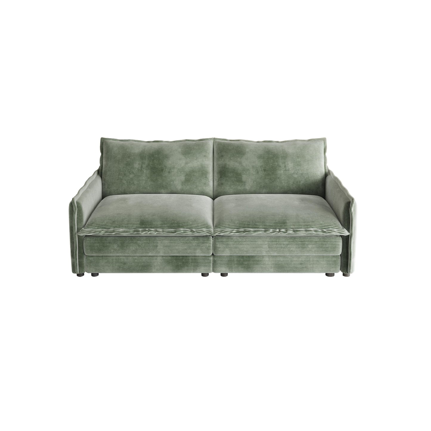 Canapé causeuse en velours côtelé pour salon, canapé 2 places rembourré de grande taille avec assise profonde et 2 oreillers