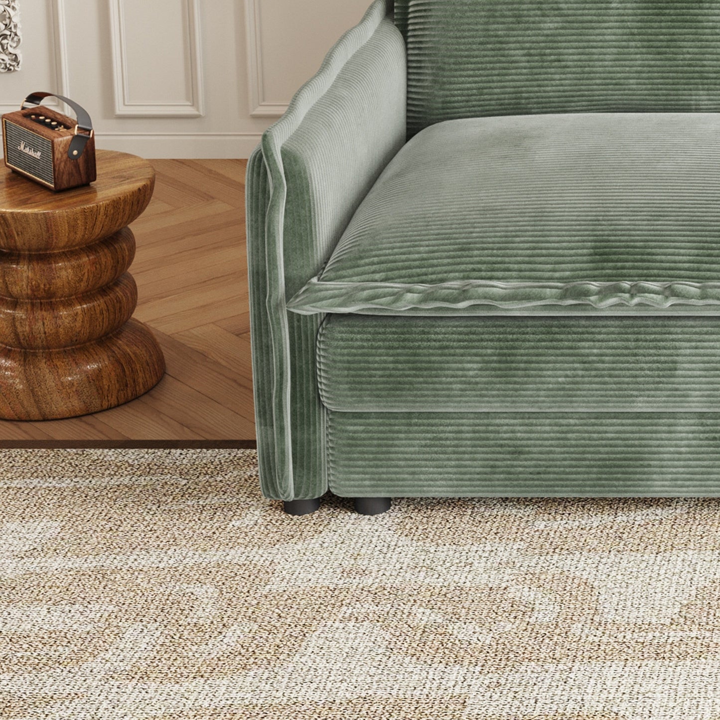 Canapé causeuse en velours côtelé pour salon, canapé 2 places rembourré de grande taille avec assise profonde et 2 oreillers