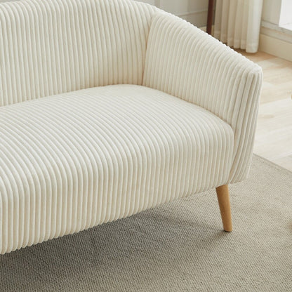 Canapé 2 places rembourré en velours côtelé avec pieds en bois de noyer