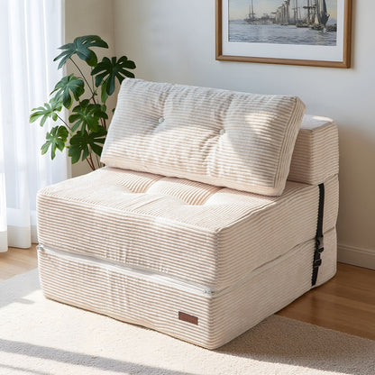 Canapé-lit pliant en mousse velours côtelé, matelas de sol de 15 cm
