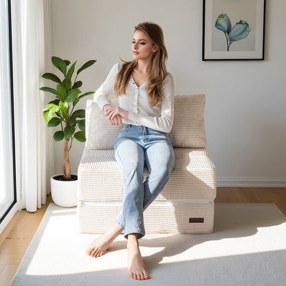 Canapé-lit pliant en mousse velours côtelé, matelas de sol de 15 cm