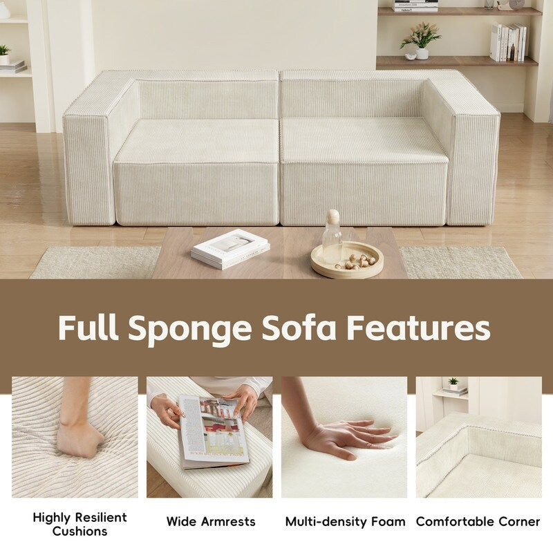 Canapés de compression confortables en velours côtelé