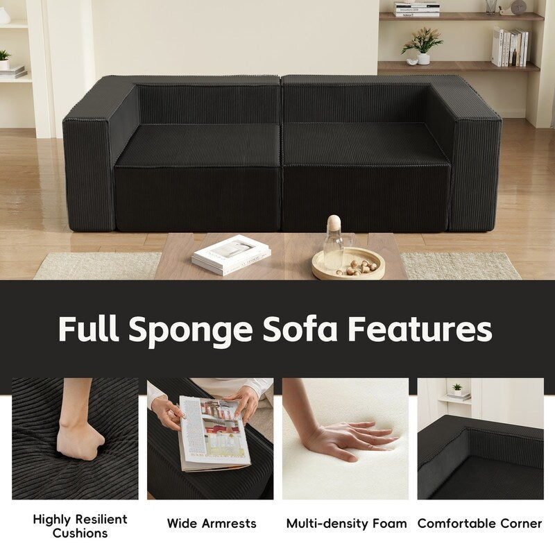 Canapés de compression confortables en velours côtelé