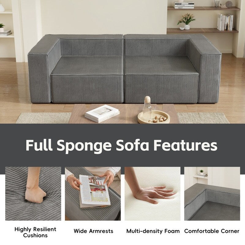 Canapés de compression confortables en velours côtelé