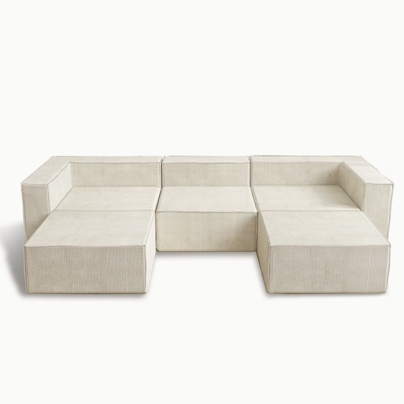 Module en velours côtelé avec deux canapés ottomans à compression